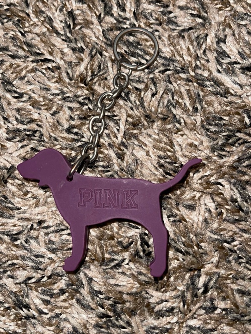 PINK Victoria's Secret Purple Dog Silhouette Keychain